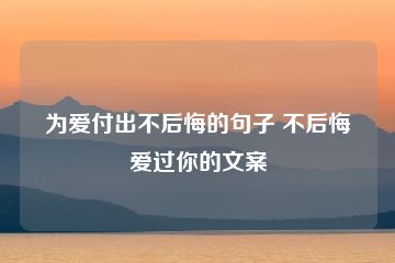 为爱付出不后悔的句子 不后悔爱过你的文案-猪文网